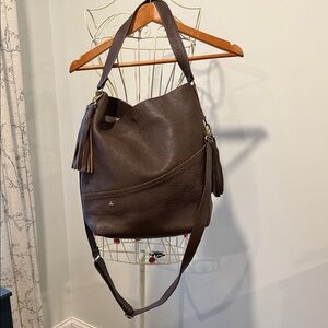 Chocolate Brown Pebbled Leather Shoulder and Crossbody  Bag